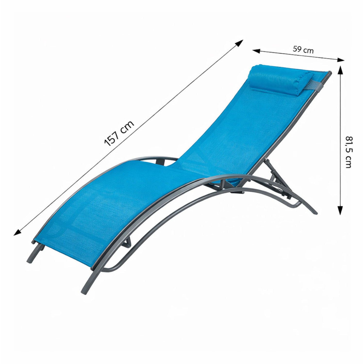 Lot de 2 transats ajustables gris et bleu MEDAN