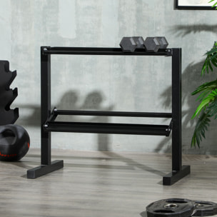 Estante para Mancuernas de 2 Niveles Soporte de Almacenamiento para Mancuernas de Acero para Gimnasio en Casa Carga 270 kg 92,5x50,5x80,5 cm Negro