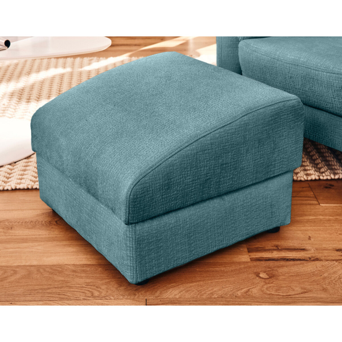 Bastille - pouf en tissu velours relief - Bleu