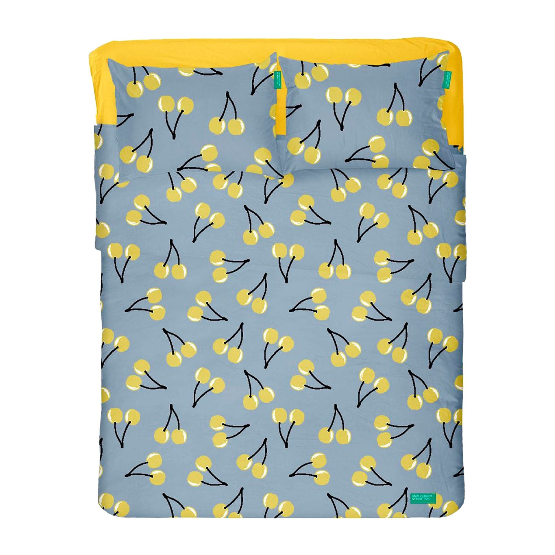 set de sabanas 4pcs cama doble: sabana encimera + sabana bajera + 2 fundas de almohada Benetton fruits