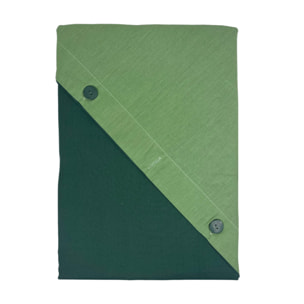 Completo Lenzuola Bicolor Estate/Inverno 100% Cotone Tinta Unita Amici Verde Sottobosco/Verde