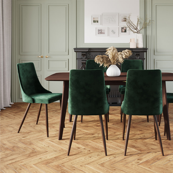 Pack 4 chaises en velours jaune et vert - Vinni