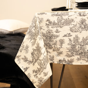 Nappe toile de Jouy rectangulaire plastifiée - Gris Foncé