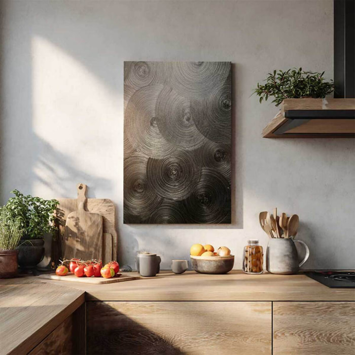 Tableau abstraction cercles métalliques Toile imprimée