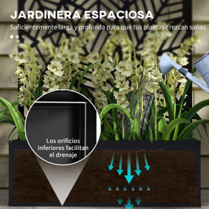 Outsunny Jardinera con Biombo de Metal Huerto Urbano de Pared o de Pie para Cultivos Plantas Flores o Decoración en Terraza Jardín Hogar 61x23x113 cm Negro