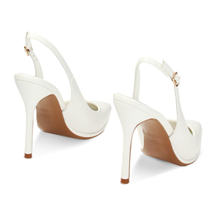 Décolleté slingback bianche, tacco 10 cm
