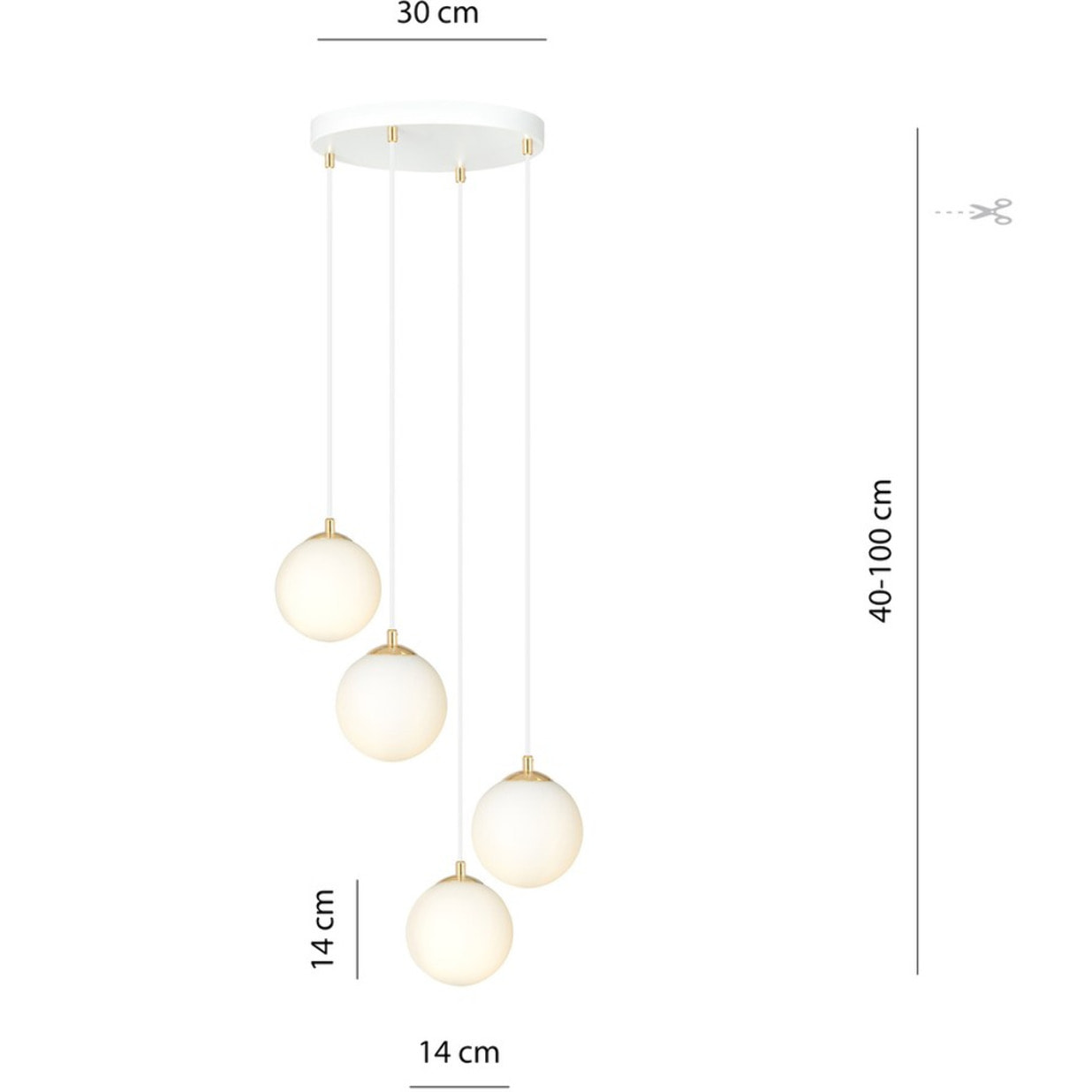 Lampada a sospensione ROYAL in acciaio bianco e oro