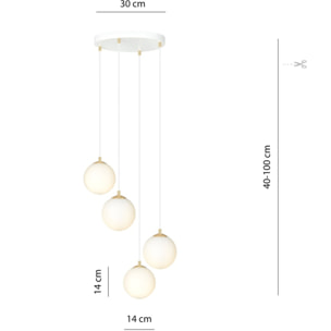 Lampada a sospensione ROYAL in acciaio bianco e oro