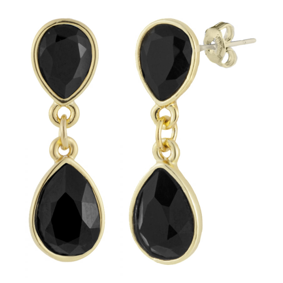 Pendientes  HANNA black brass bañado en oro amarillo 18K y cristales de Swarovski