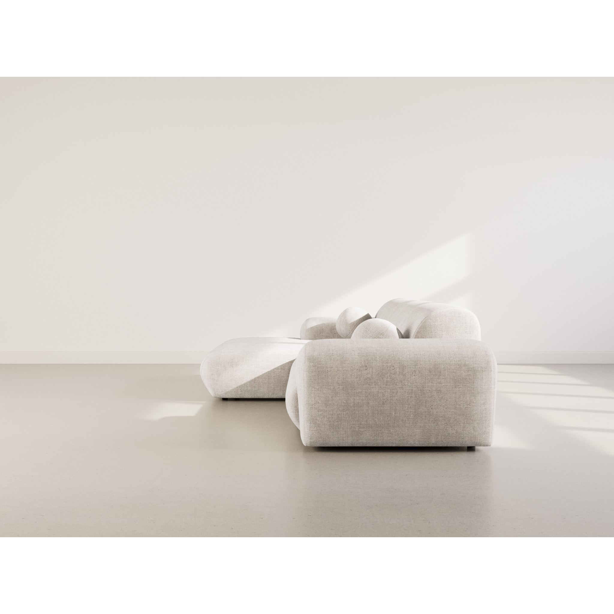 Louise - Canapé d'angle gauche 4 places en velours texturé - Beige