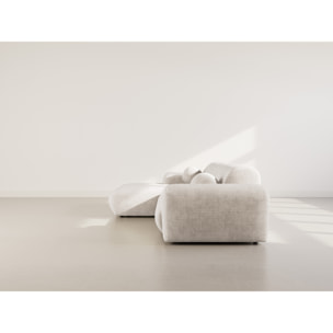 Louise - Canapé d'angle gauche 4 places en velours texturé - Beige