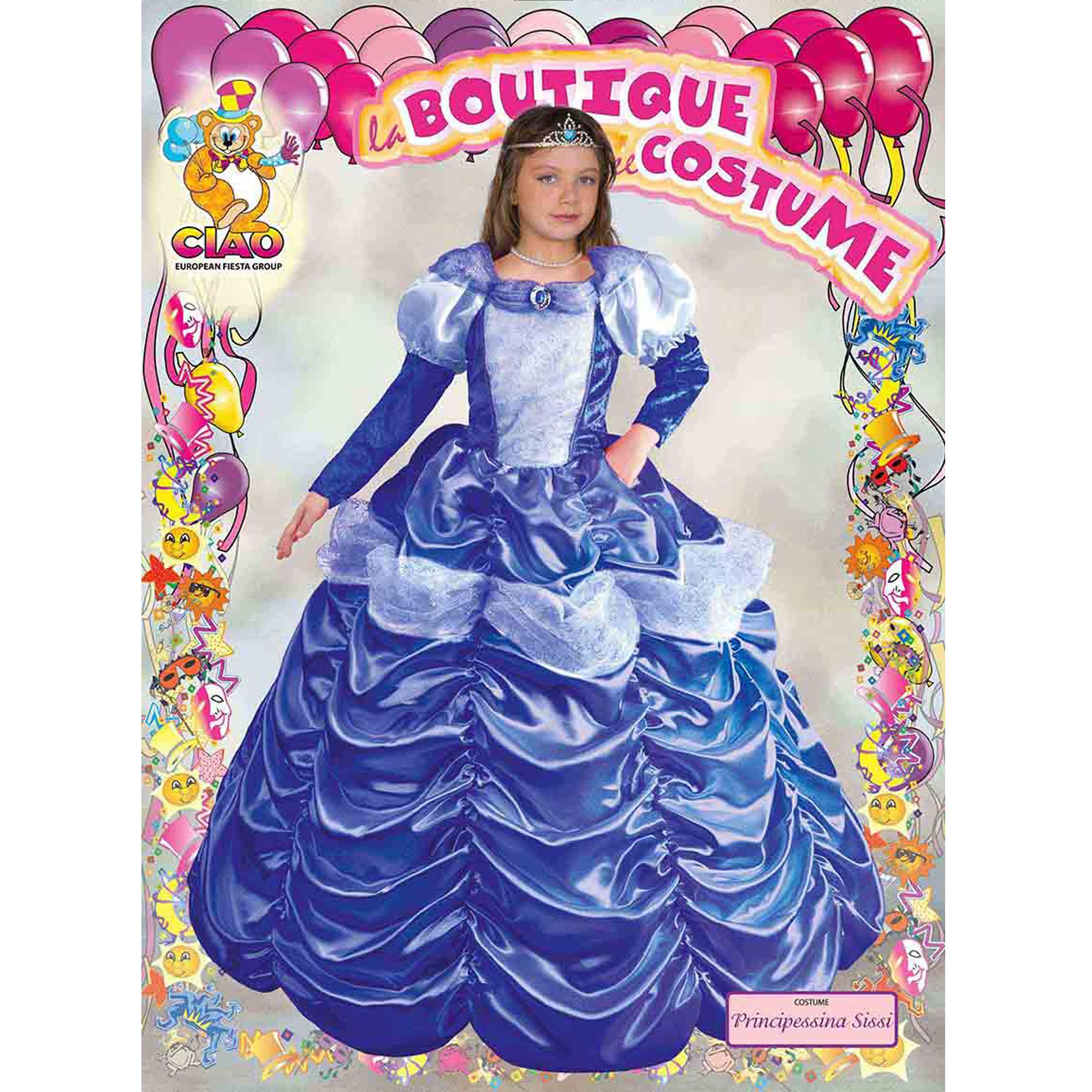 Principessa D'Austria Sissi Abito Costume Carnevale Blu Bambina