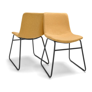 TOKYO - Set di 2 sedie in lino e metallo design moderno. Set di 2 sedie da pranzo, ufficio, studio. Colore giallo senape o blu dodger
