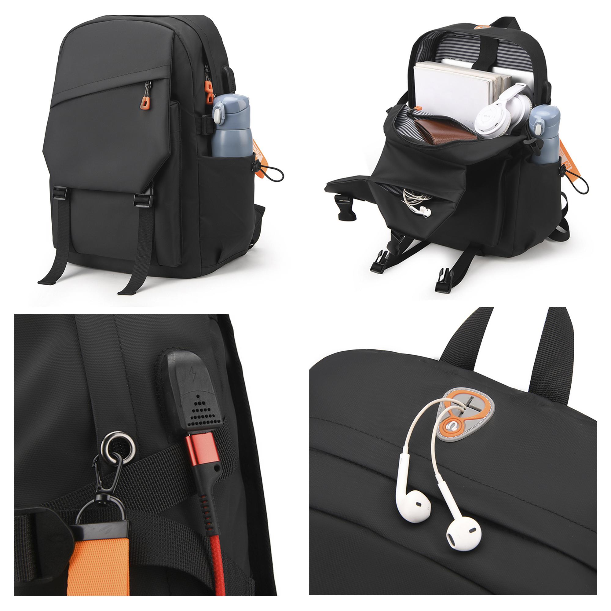 DAM Mochila para Laptop con interfaz de carga USB. 30x15x44 Cm. Color: Negro