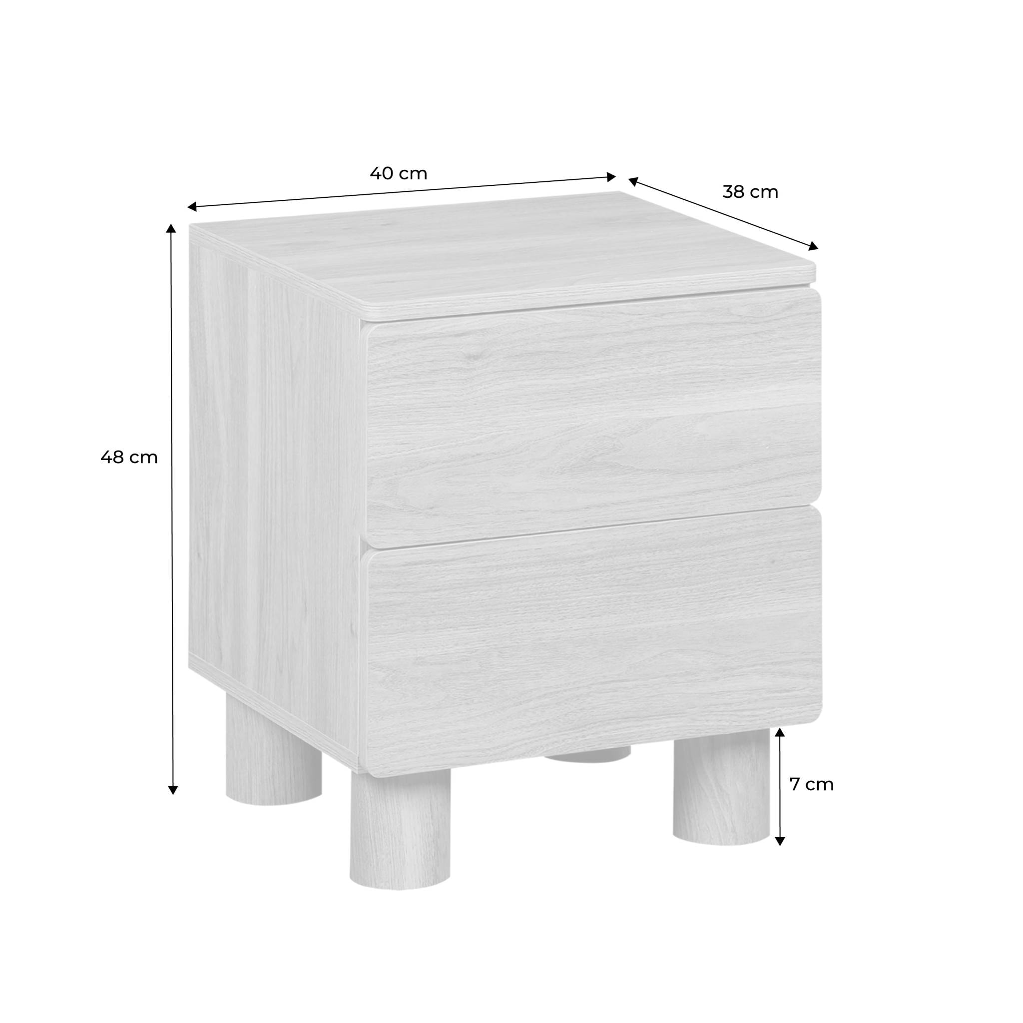 Table de chevet décor bois 2 tiroirs (lot de 2) AYANA