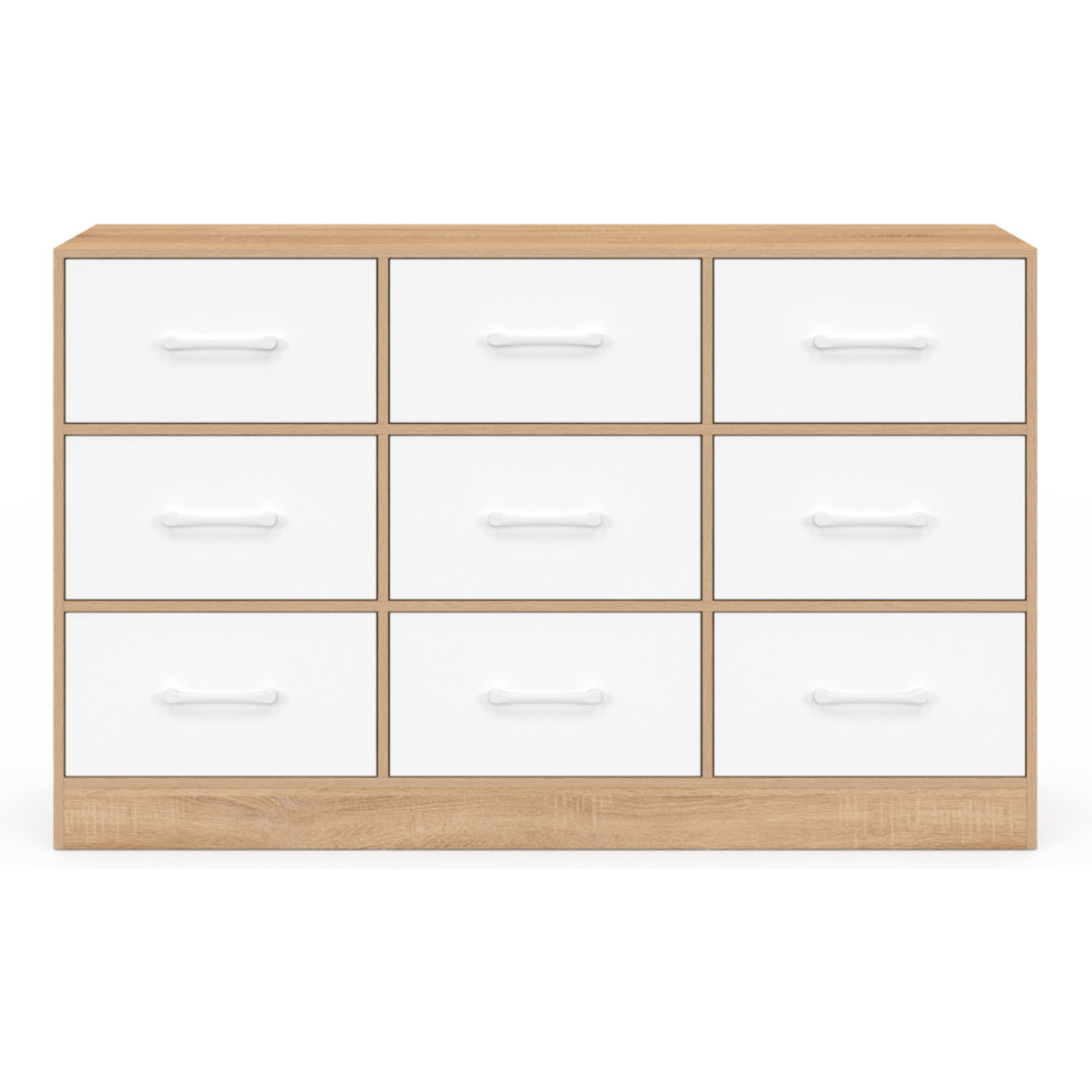 Commode Uma 9 tiroirs bois et blanc