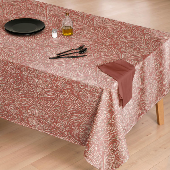 Mantel estampado antimanchas NIKOL TERRACOTA