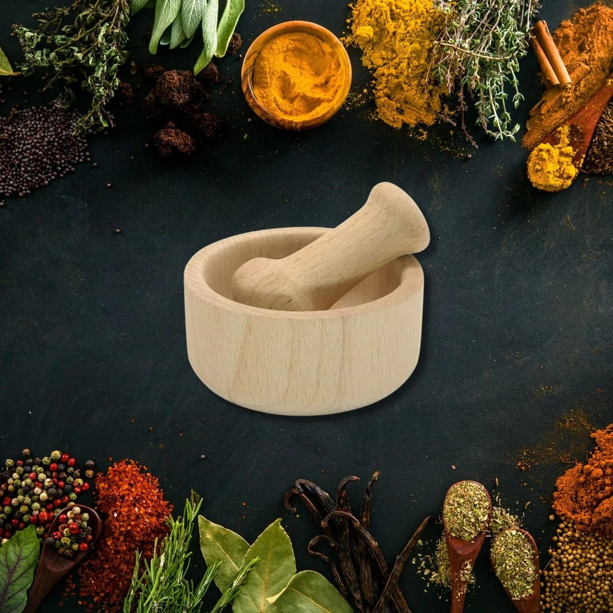 Mortier et pilon de cuisine en bois Fackelmann Wood Edition