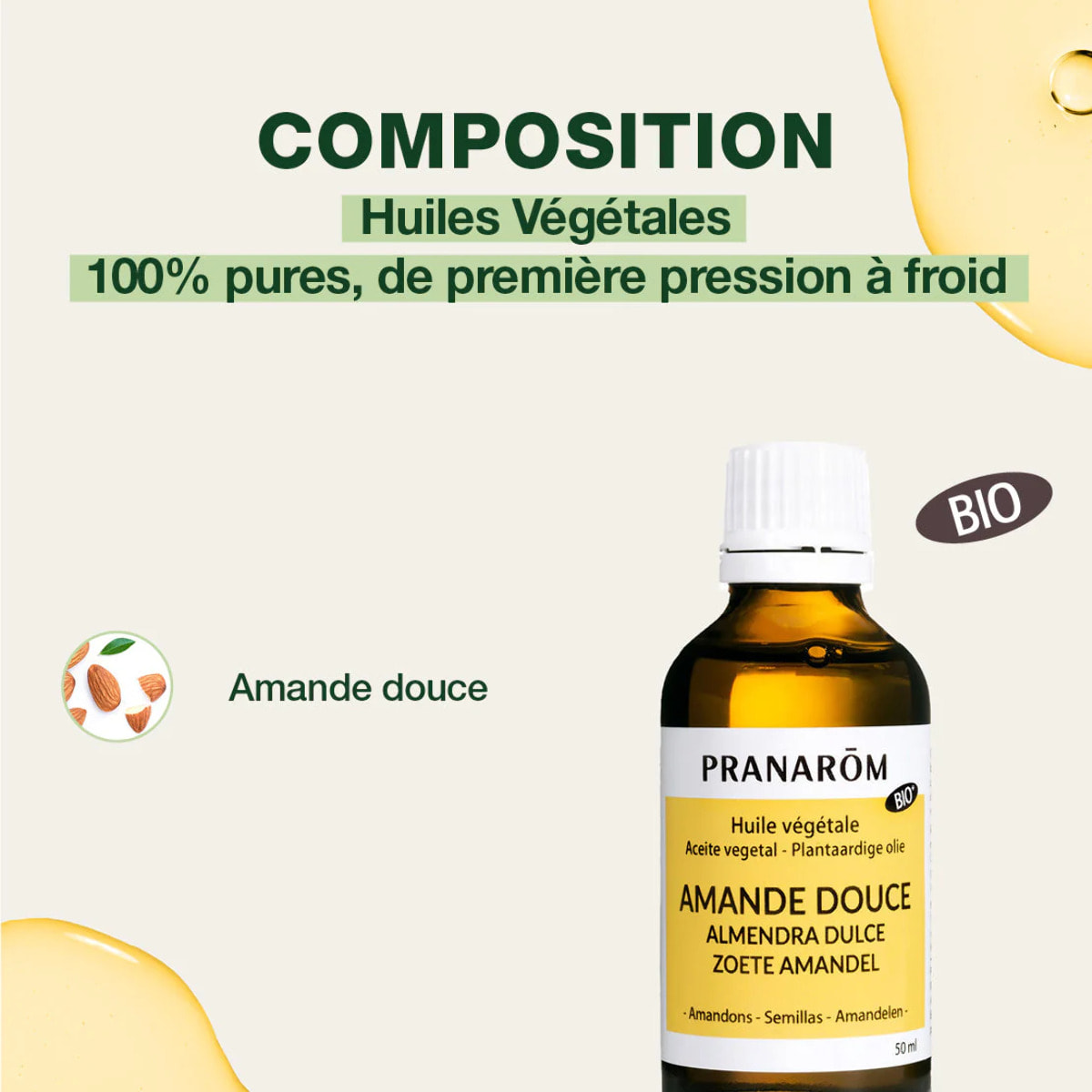 Pranarom - Huile Végétale d'Amande douce - Bio - 50 ml