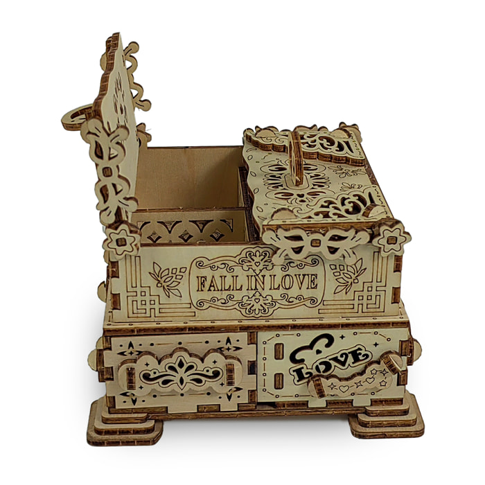 Maqueta de Madera 3D, con movimiento mecánico diseño de joyero. 109 piezas.