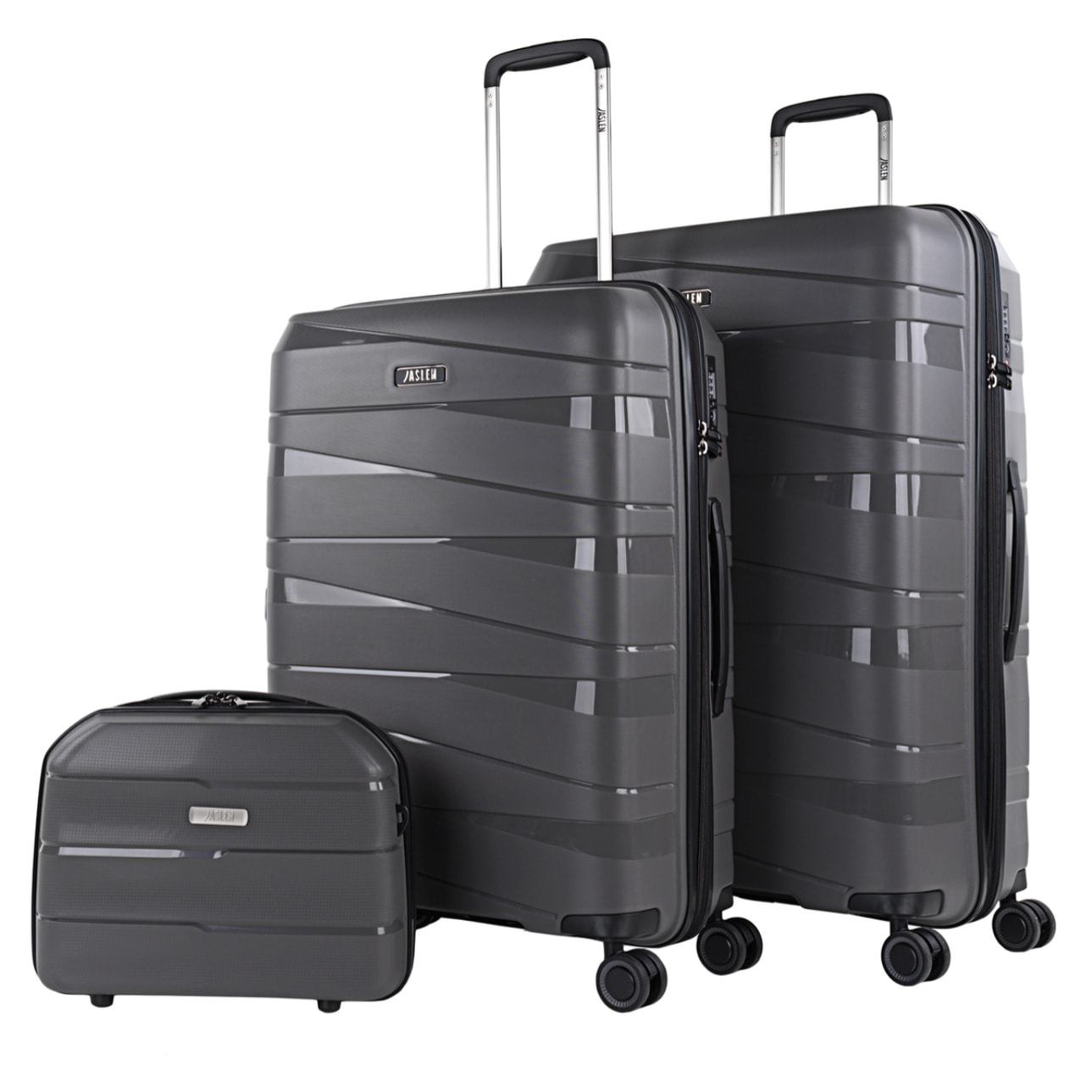 Juego De Maletas Rígidas Pp Jaslen Stuttgart Marron Metalizado