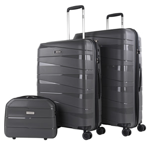 Juego De Maletas Rígidas Pp Jaslen Stuttgart Marron Metalizado