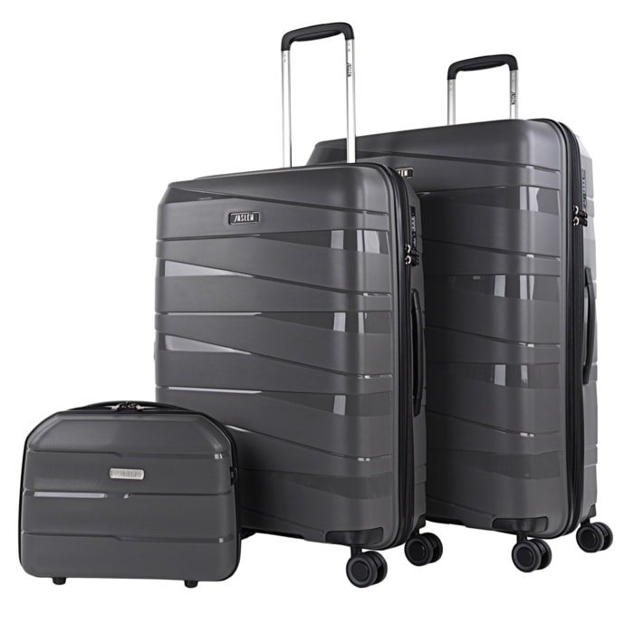 Juego De Maletas Rígidas Pp Jaslen Stuttgart Marron Metalizado