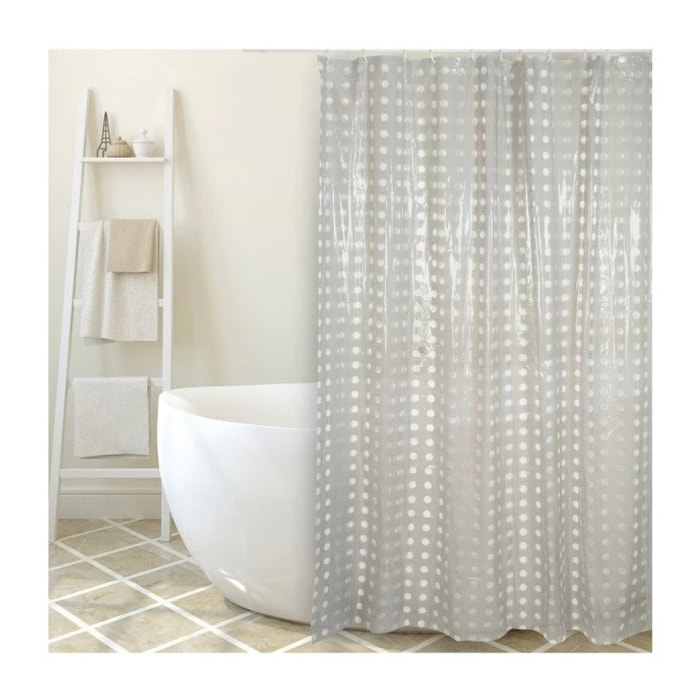 Rideau de douche PVC 180x200cm Taupe - Anneaux inclus MSV