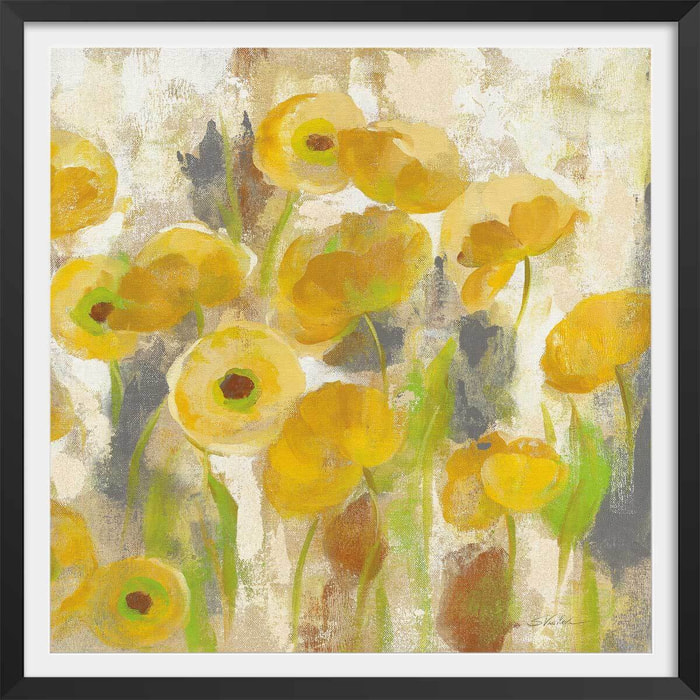 Poster boutons d'or Affiche sous cadre noir