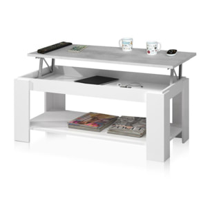 Mesa de centro elevable Ambit Blanco Artik (Blanco Mate) - Gris Cemento