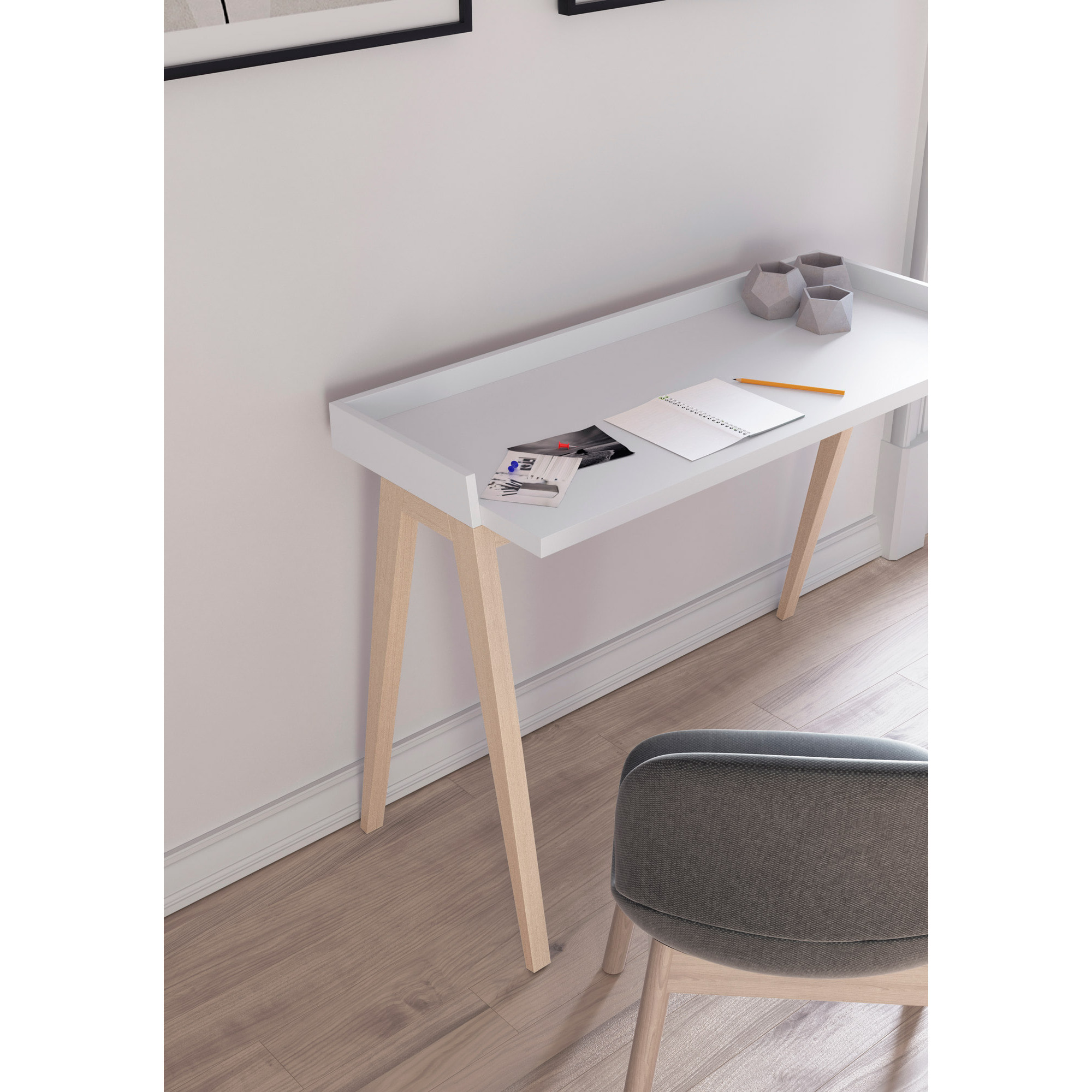 Escritorio Paris blanco y roble 81x111x50