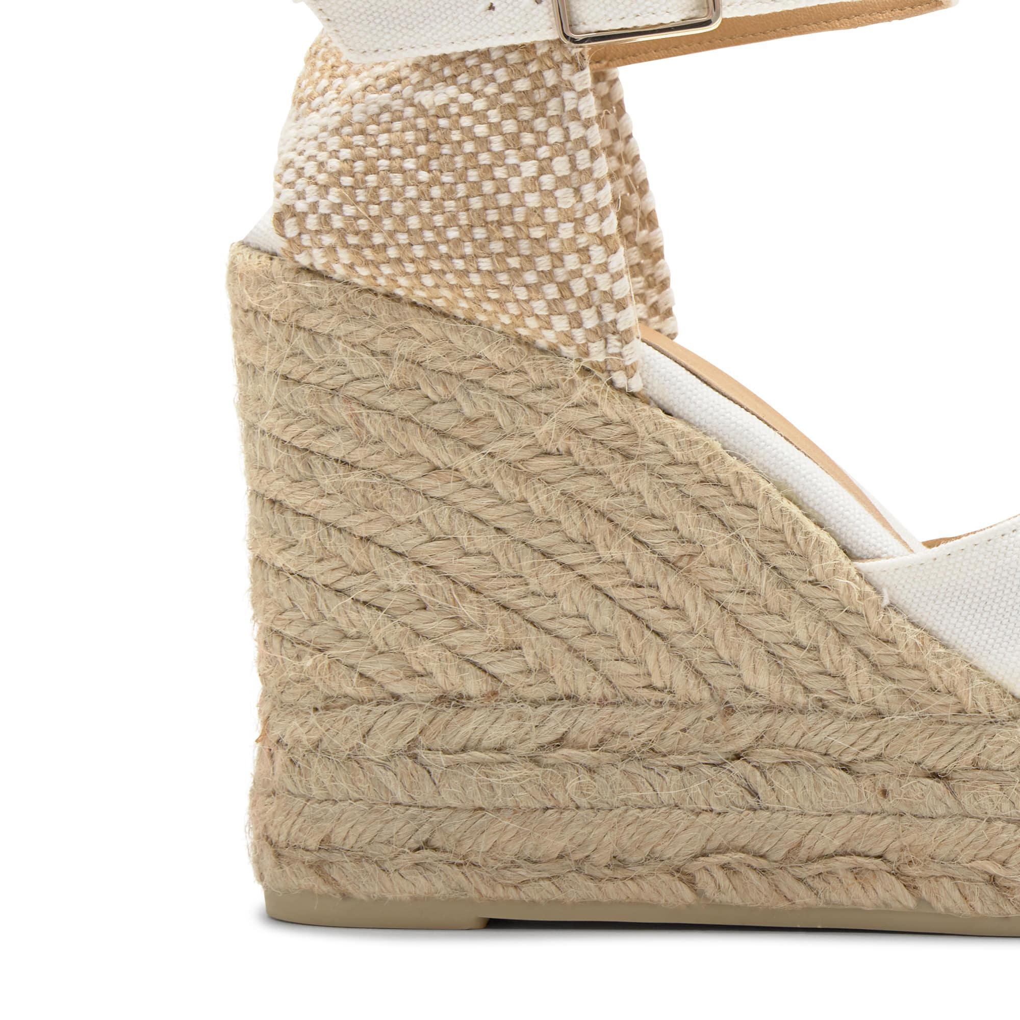 Alpargatas de cuña de mujer Chiarita en algodón orgánico, cierre lateral de pulsera con hebilla metálica