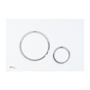 Plaque de commande double touche en plastique, blanc mat/chrome brillant (SATAT76)