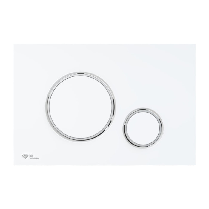 Plaque de commande double touche en plastique, blanc mat/chrome brillant (SATAT76)