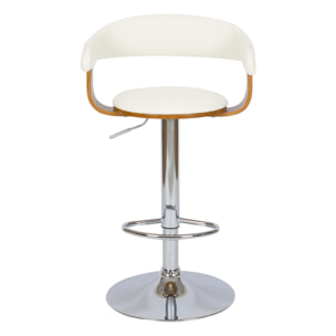 Chaise de bar réglable et pivotante 62/84 cm en cuir synthétique blanc - Harold