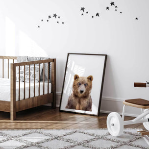 Affiche enfant bébé ours  Affiche sous cadre noir