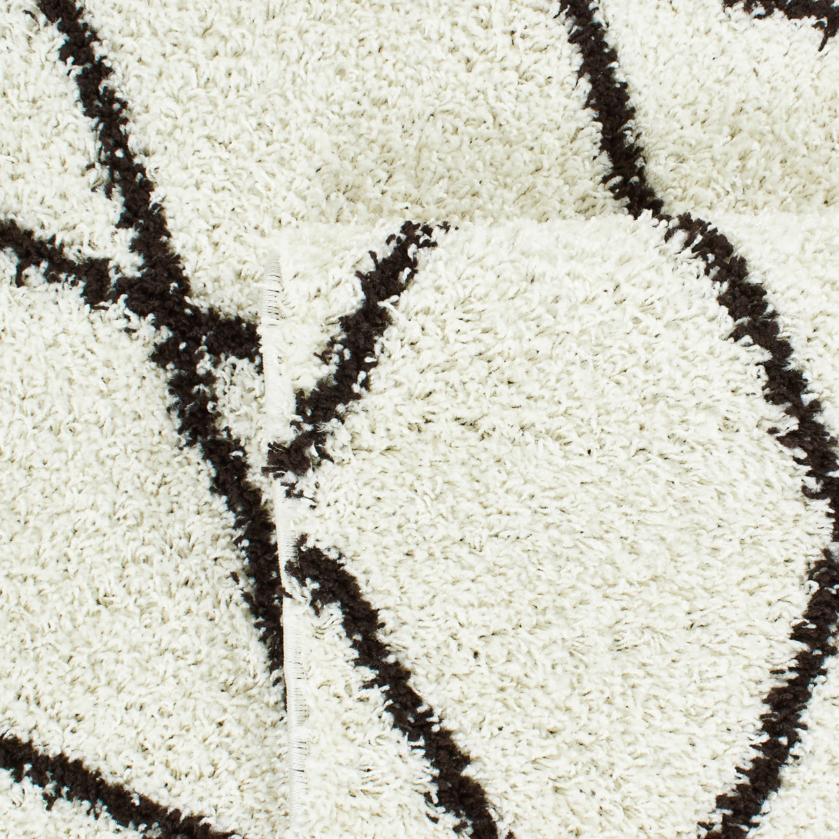 Asma - Tapis shaggy berbère, crème et café