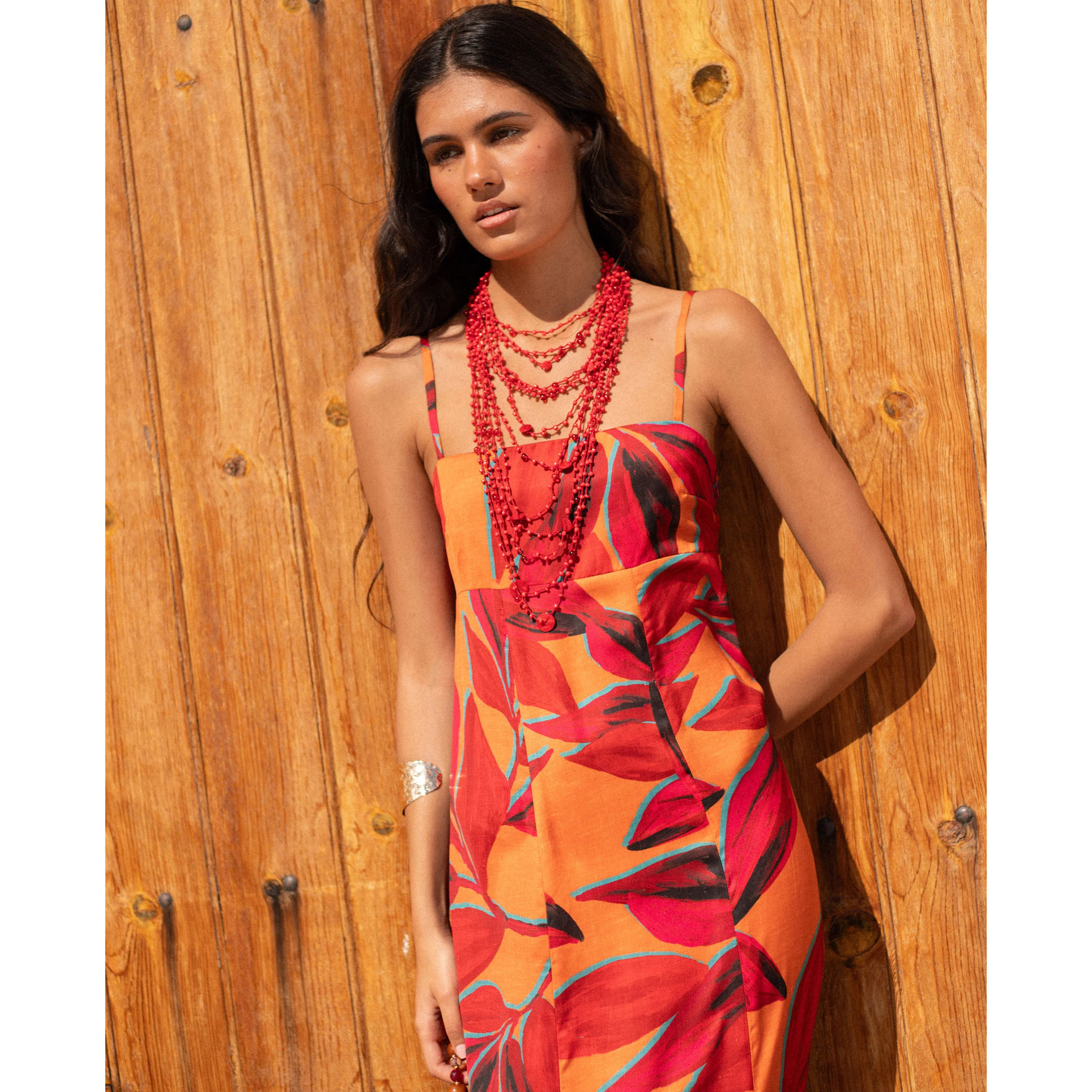 Vestido largo estampado floral de tirantes