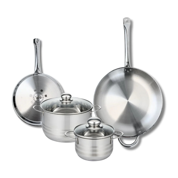 Ensemble de 2 Poêles de cuisson 24 et 32 cm et 2 faitouts 16 et 20 cm Elo Profi Brillant