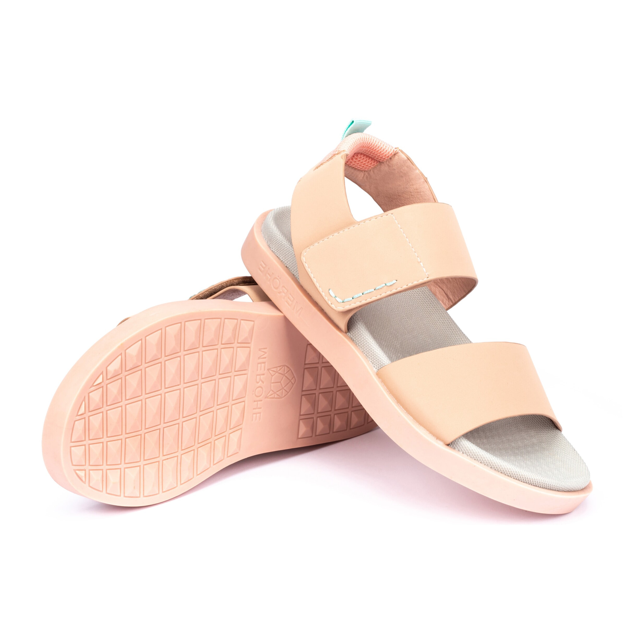 Sandalias de piel rosa palo