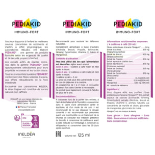 PEDIAKID - Complément Alimentaire Naturel Pediakid Immuno-Fort - Formule Exclusive au Sirop d'Agave - Aide à Soutenir les Défenses Naturelles de l'Organisme - Goût Myrtille