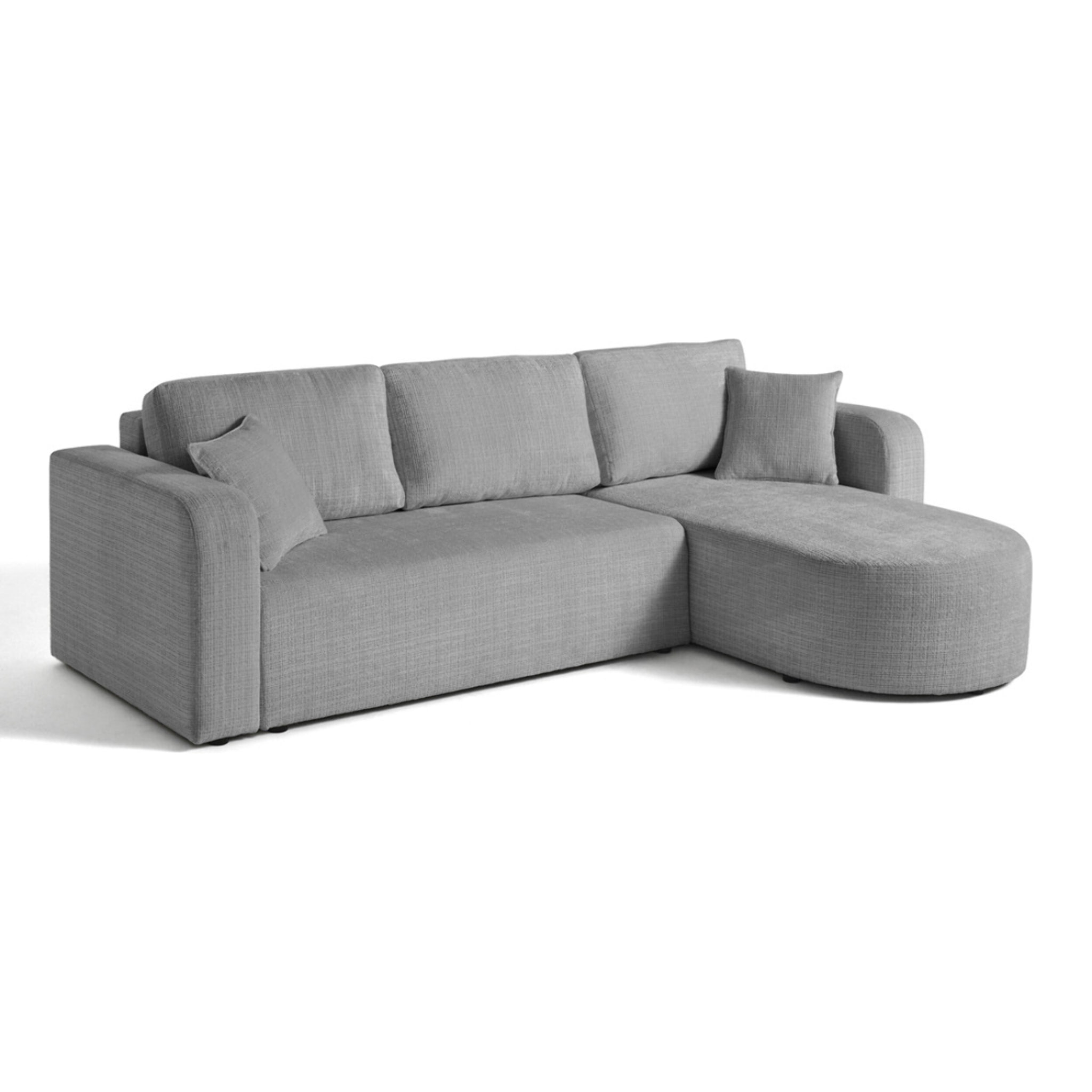 Miro - canapé d'angle réversible - 4 places - convertible avec coffre - en velours texturé - Gris