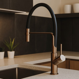 Robinet de cuisine avec douchette PAINI Ortence bronze cuivre