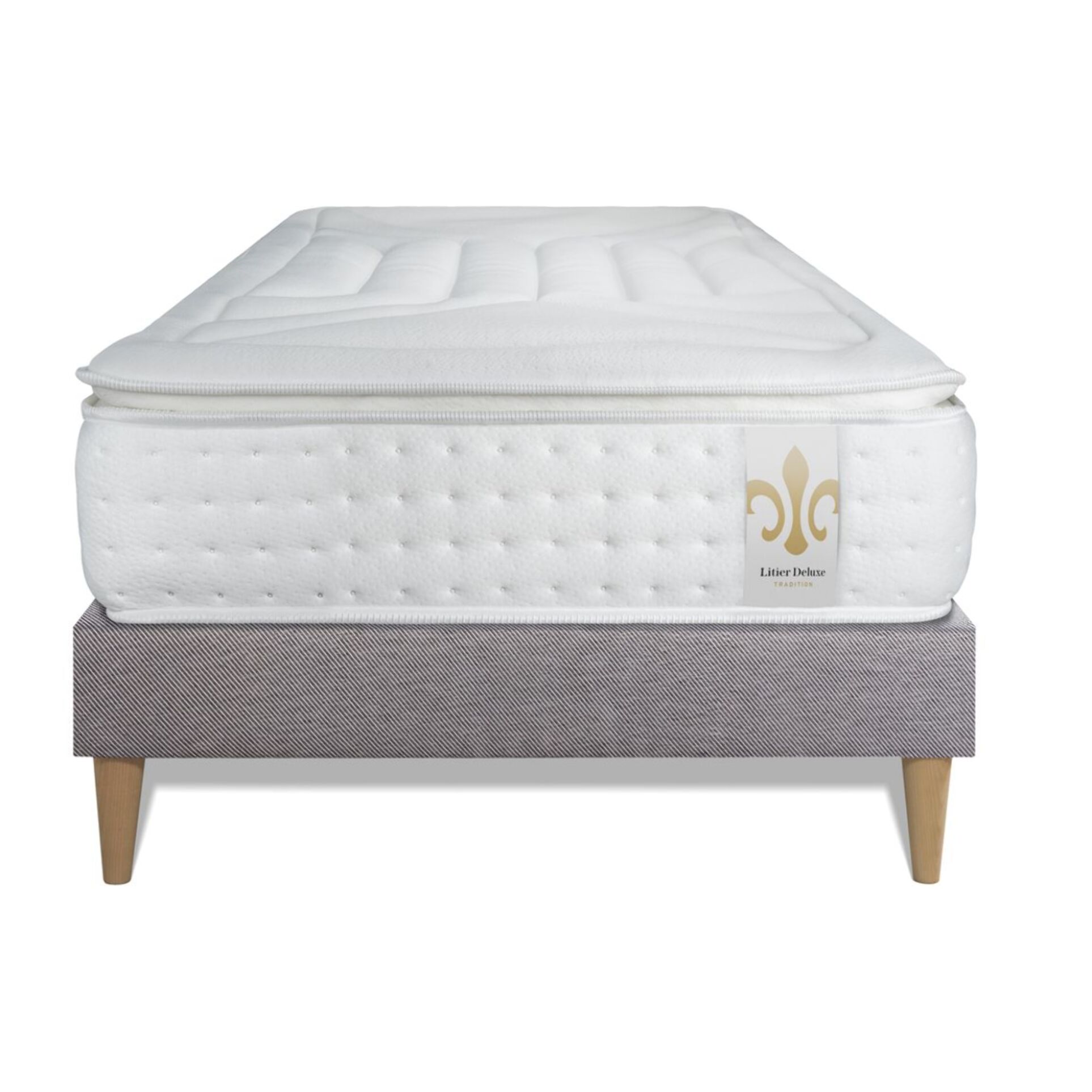 Ensemble Matelas Vingt-Quatre PLUS - 24cm - Ressorts ensachés et mémoire de forme - Confort hôtelier - Sommier Tapissier Gris