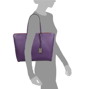 FIRENZE ARTEGIANI Arcene bolso de hombro mujer. Piel auténtica acabado Ruga. Fabricado en Italia 43x13,5x28 Cm. Color: Violeta