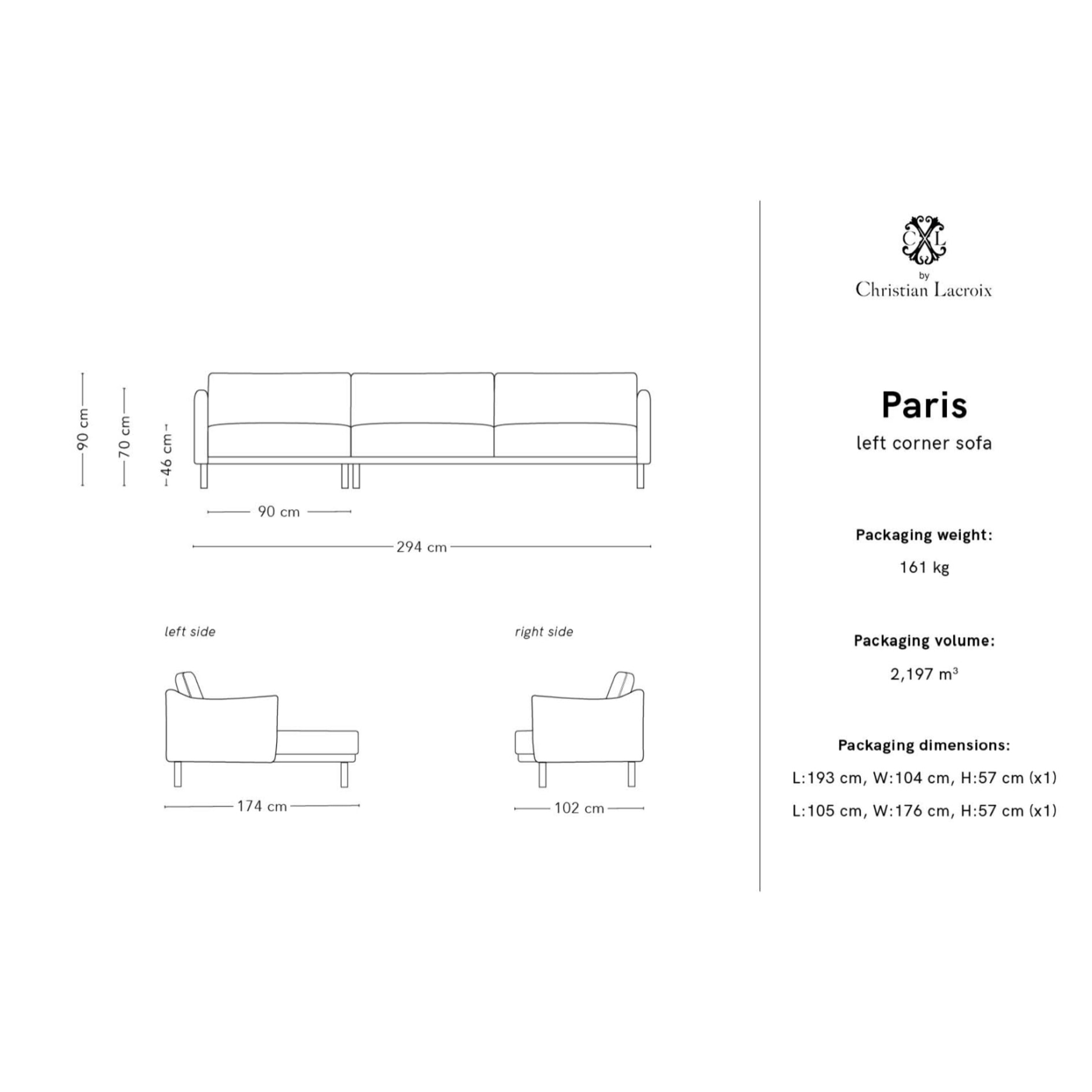 Canapé d'angle gauche "Paris" 5 places en tissu structurel beige