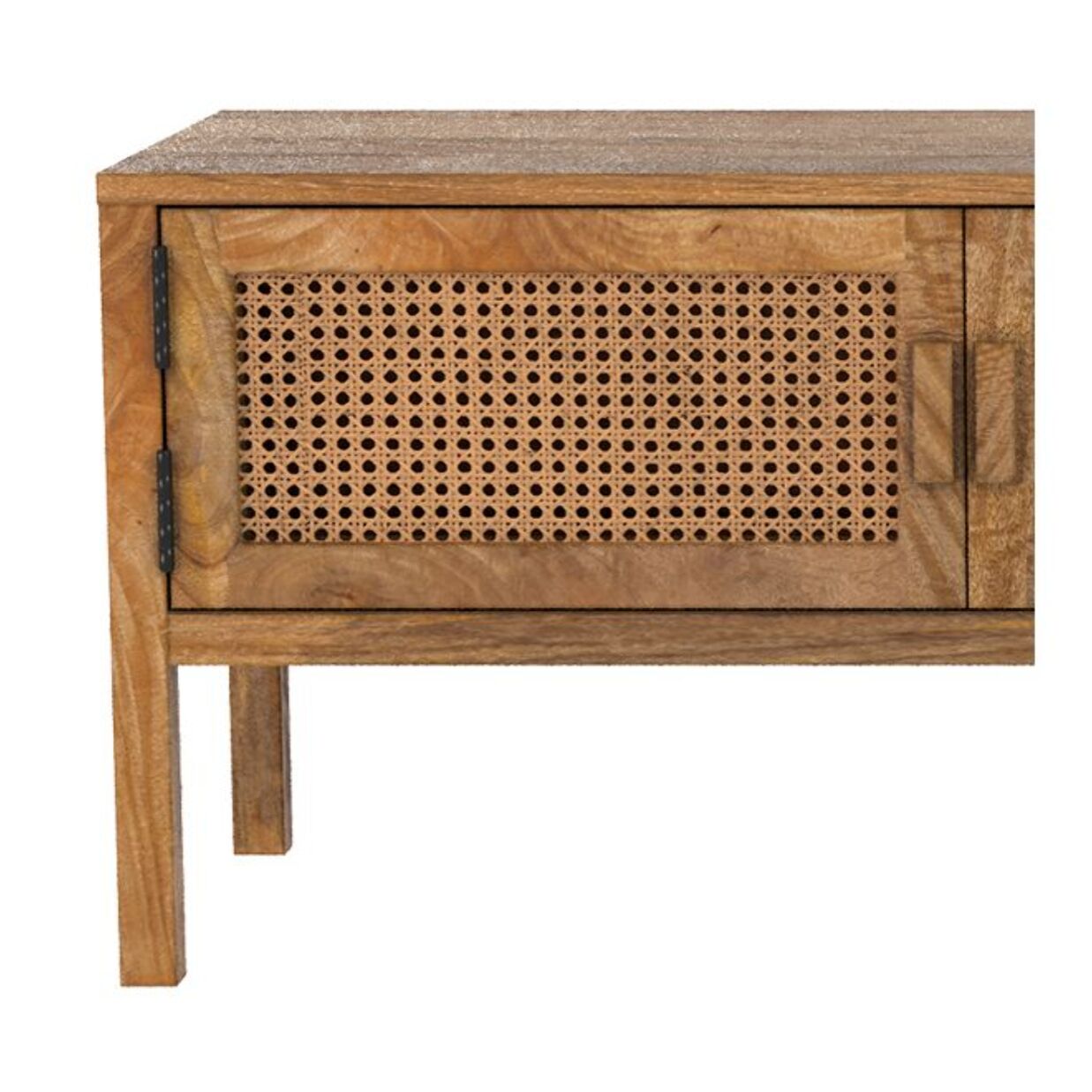 Meuble TV en bois de manguier et cannage 140 cm - Tiki