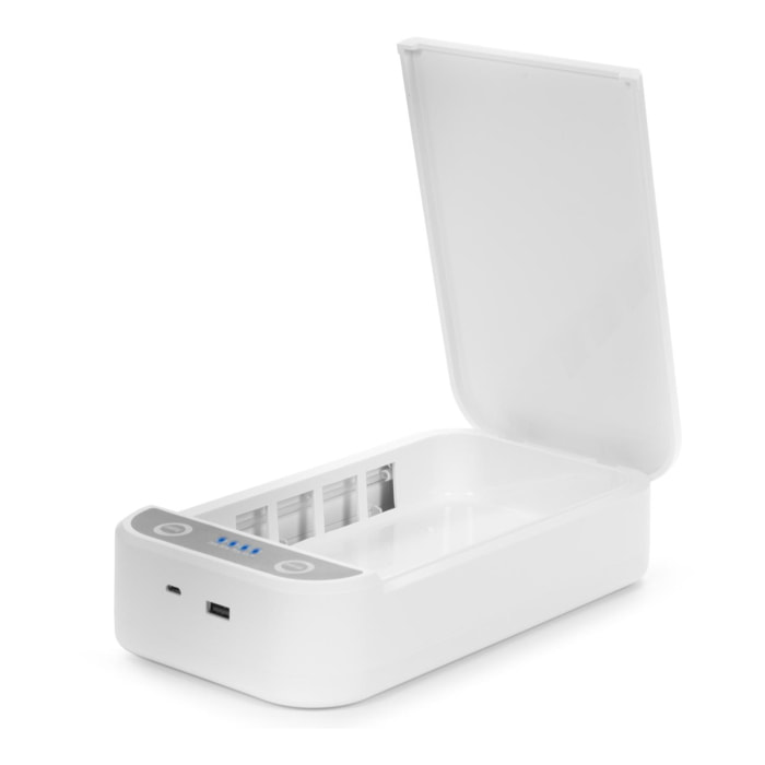 Caja esterilizadora portatil con luz ultravioleta y aromaterapia.