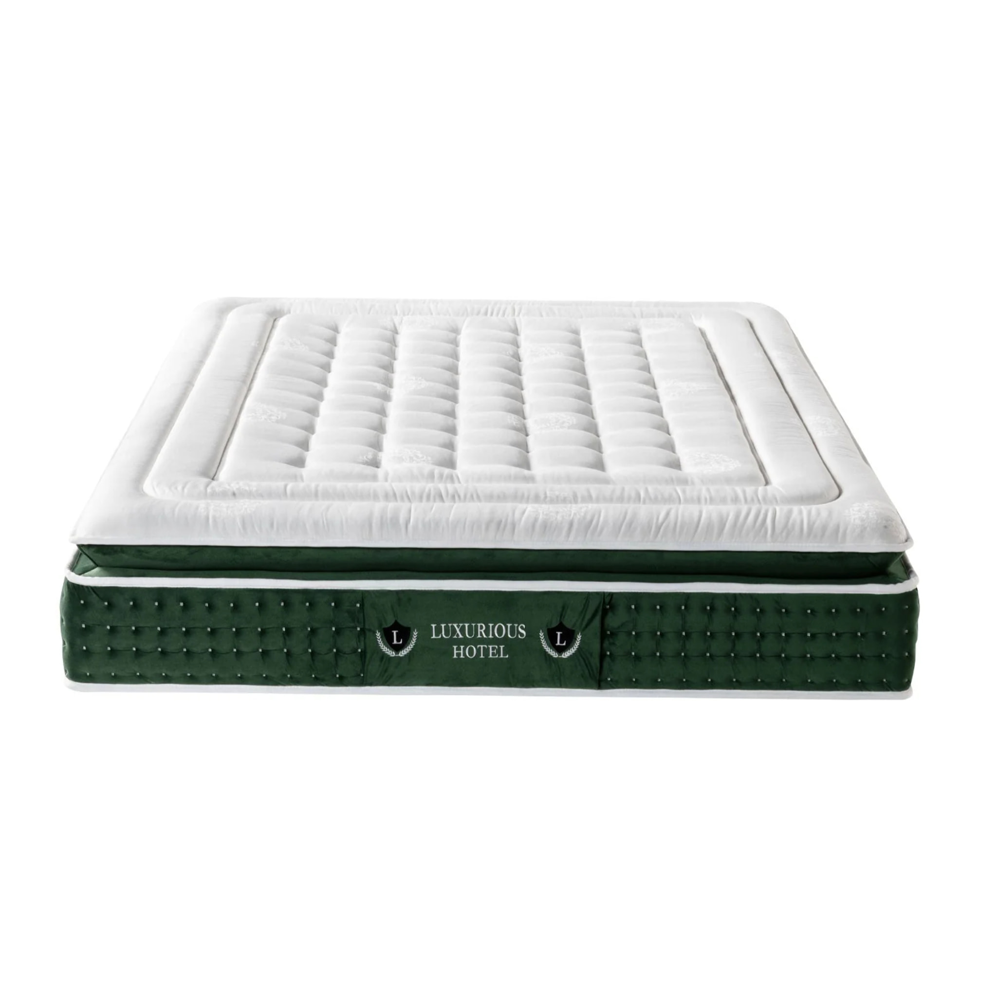 Ensemble matelas Jade & lit fixe Colisée | Mémoire de forme et ressorts ensachés | cadre à lattes | Bouclette | Camel