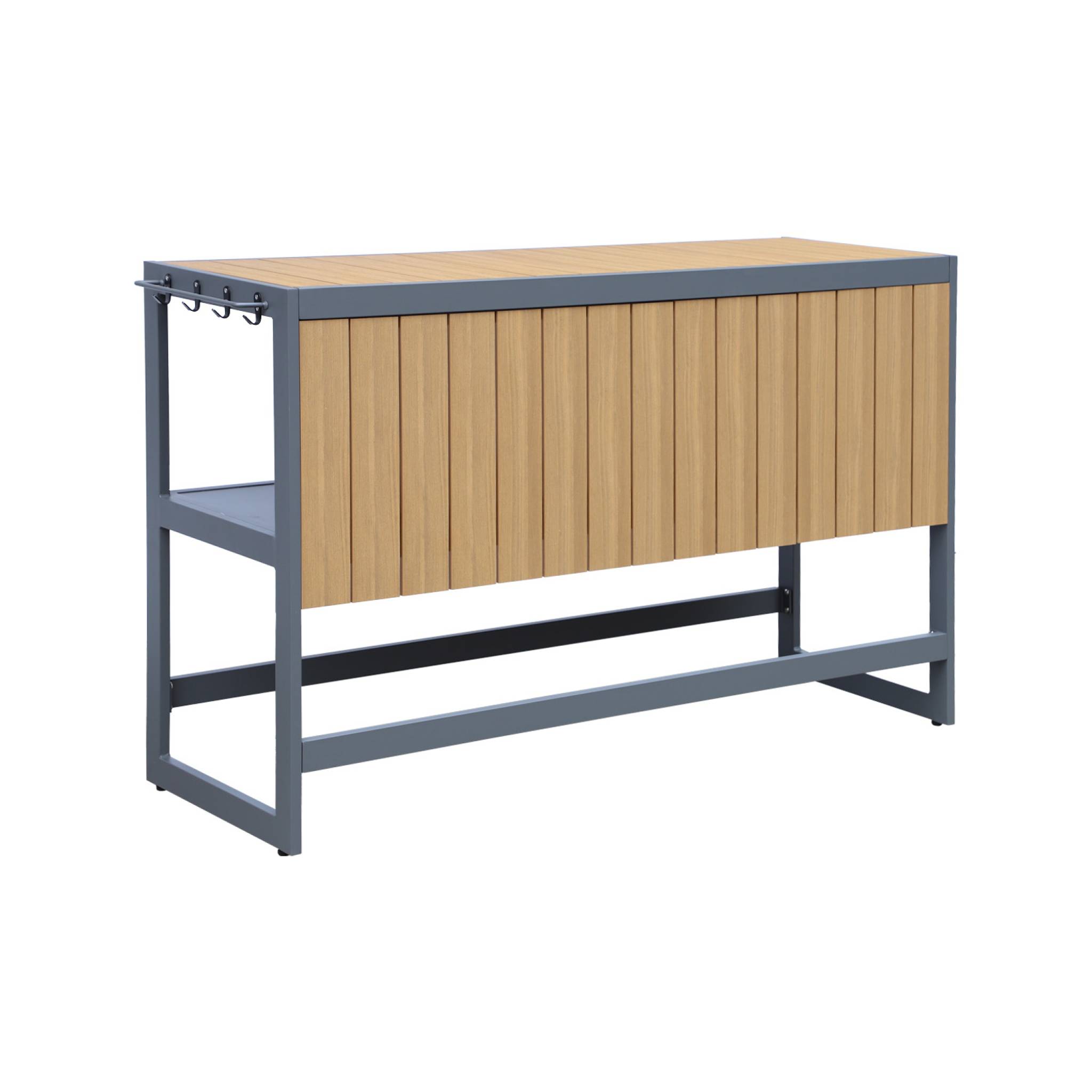 Cuisine extérieure aluminium et polywood ALBI. anthracite. L 151 x P 50 x H 91 cm